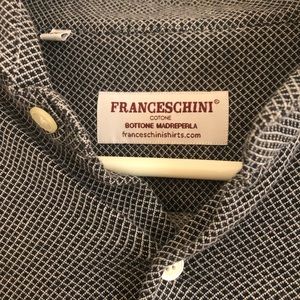 Franceschini navy blue patterned men’s long sleeved button up dress shirt